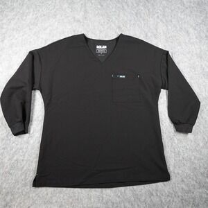 DOLAN Top Women Small Black 2 Pocket Scrub V Neck‎ 3/4 Sleeve Medical Nurse